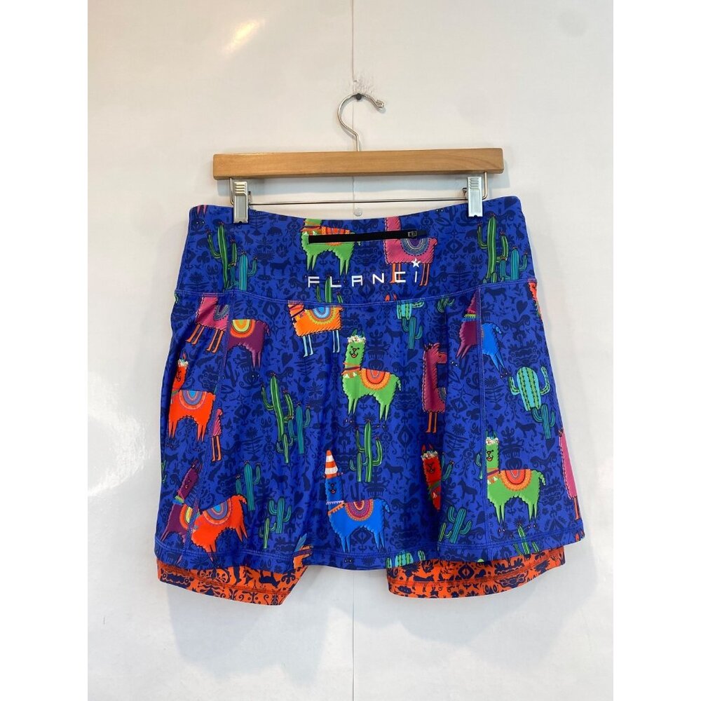 Flanci Women's Llama Drama Skort Blue Size XL Golf Pickleball Activewear Novelty - Picture 2 of 4